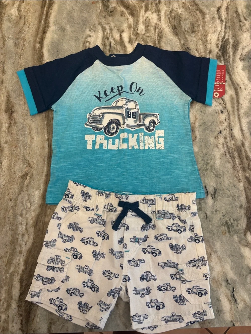 Keep On Trucking Blue Boys' Matching Short Set